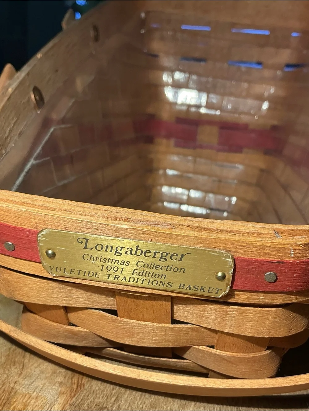 LONGABERGER Basket 1991 Christmas Collection YULETIDE TRADITIONS Liner Protector